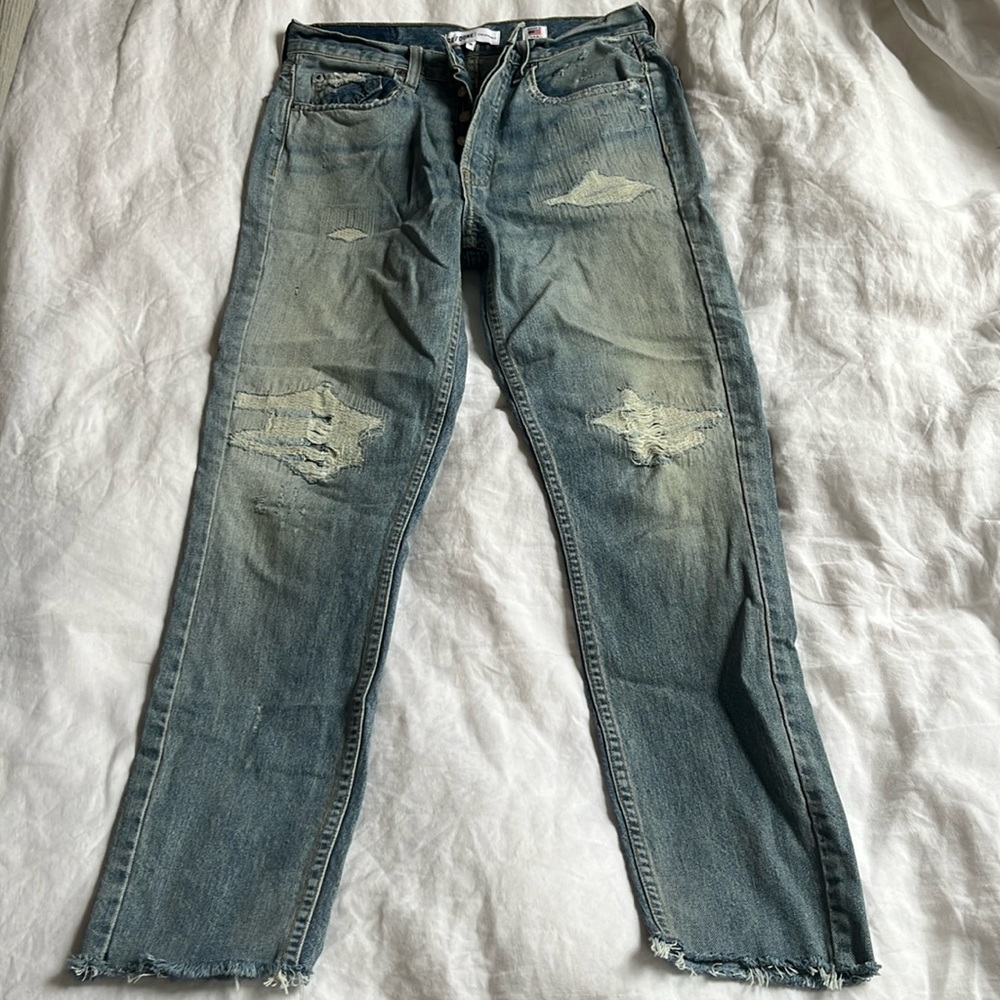 REDONE HIGH RISE ANKLE CROP JEANS